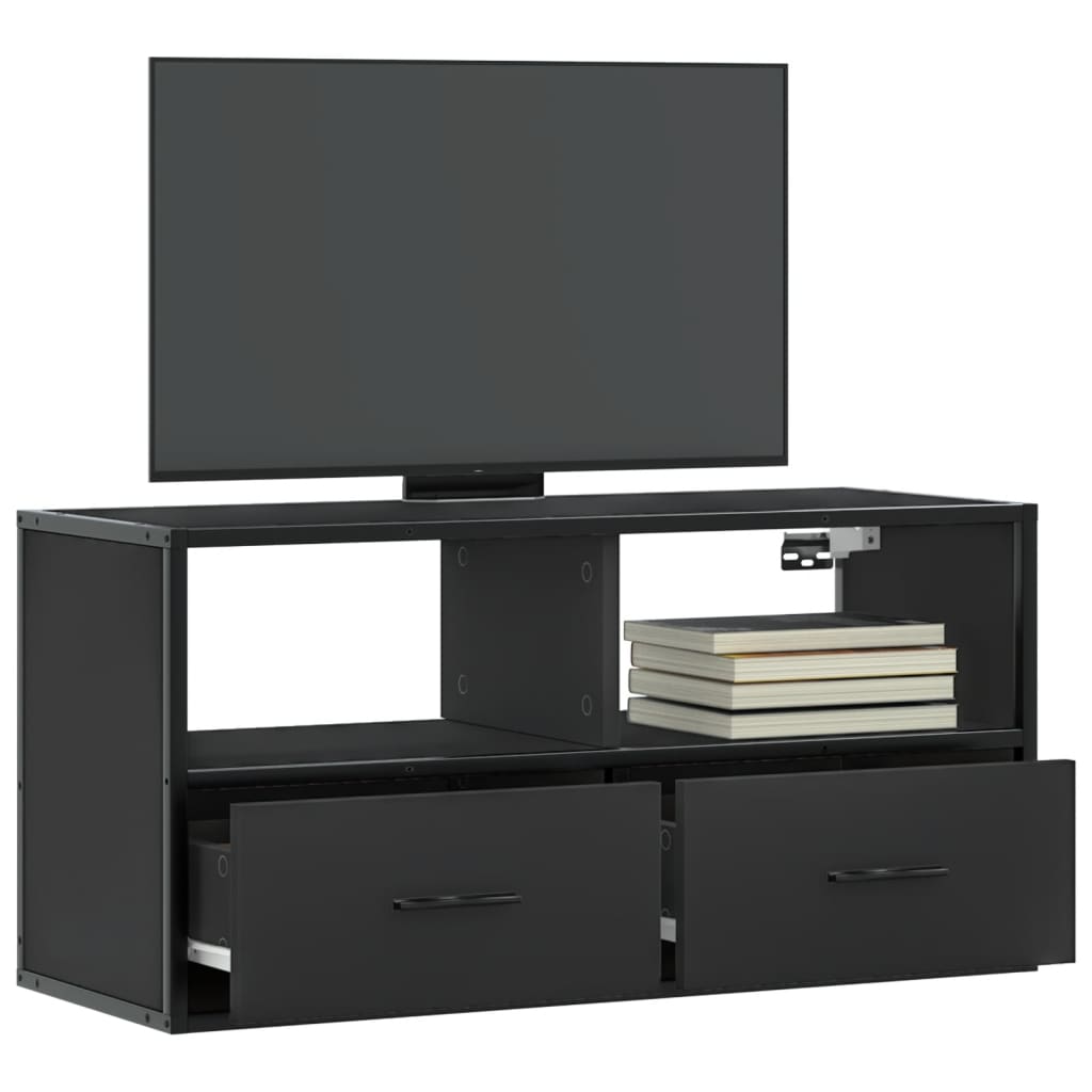 TV Cabinet, black, 80x31x39.5cm, wood/metal