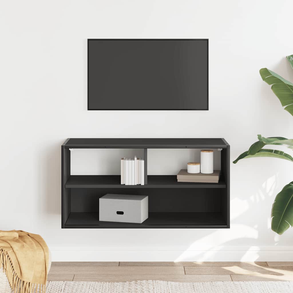 TV Cabinet, black, 80x31x39.5cm, wood/metal