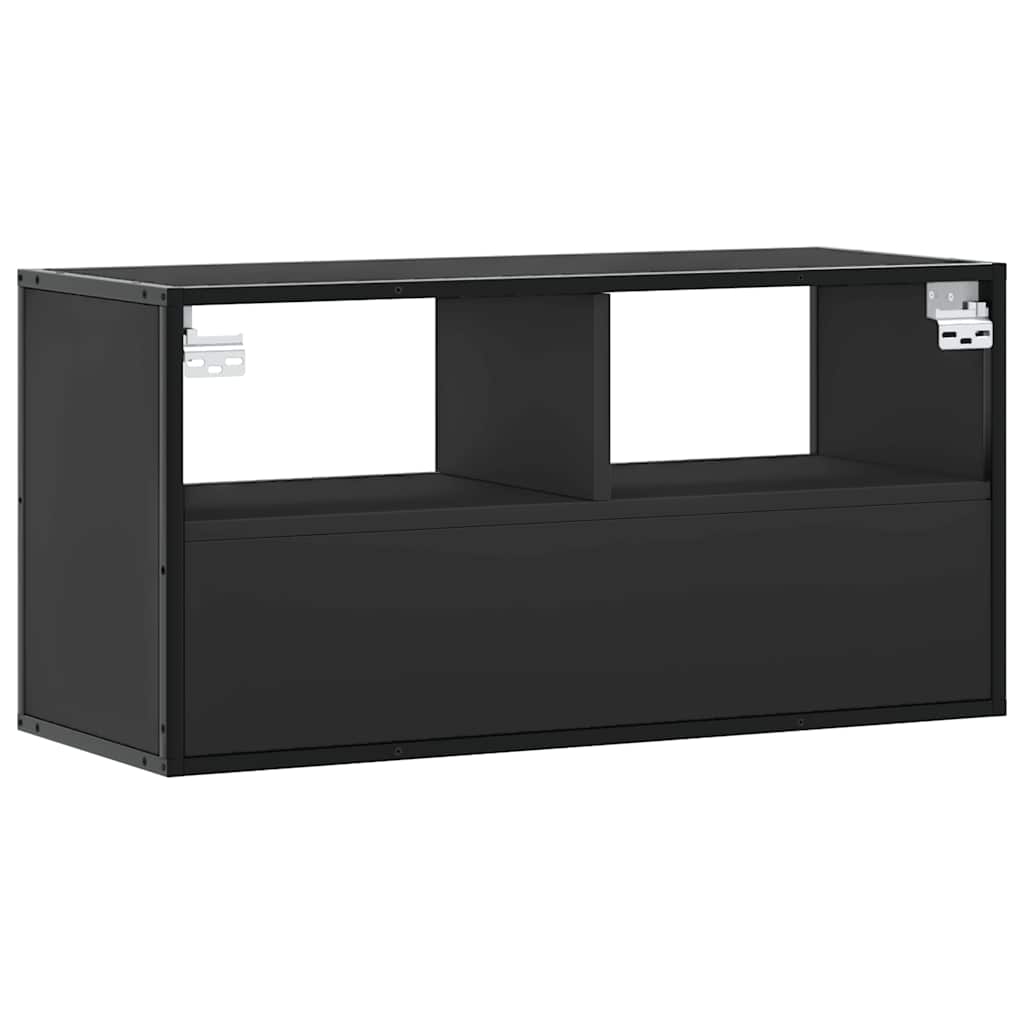 TV Cabinet, black, 80x31x39.5cm, wood/metal
