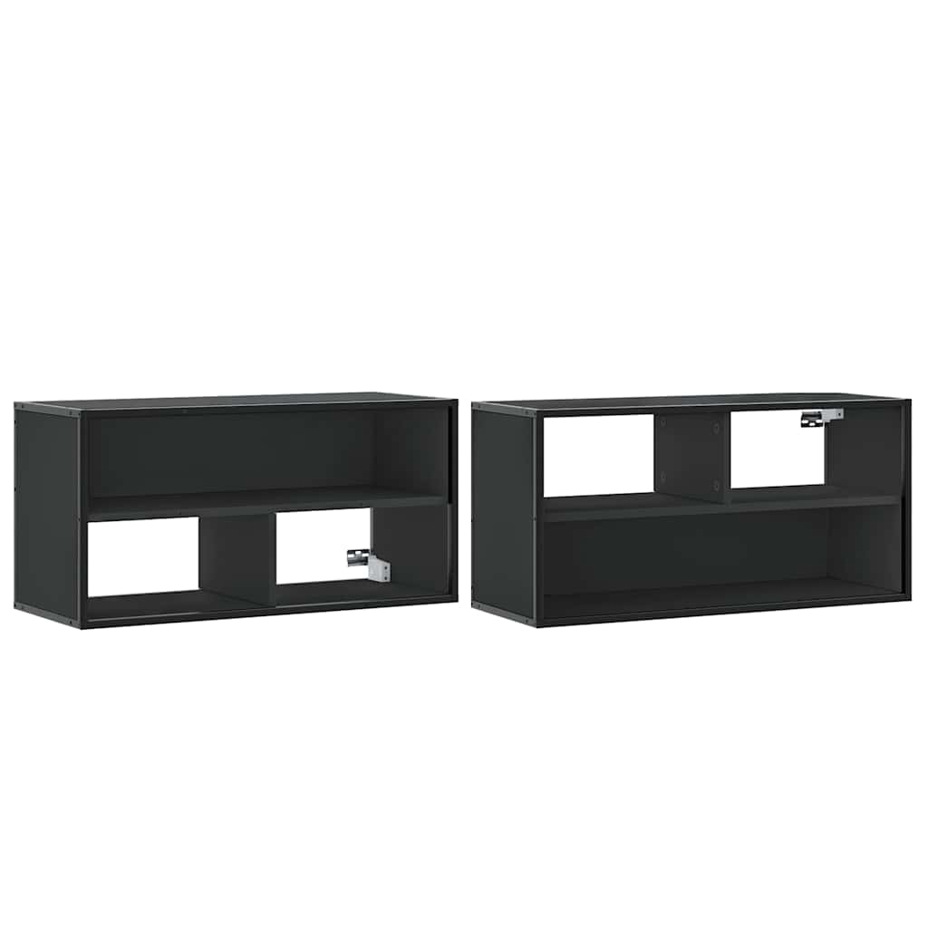 TV Cabinet, black, 80x31x39.5cm, wood/metal