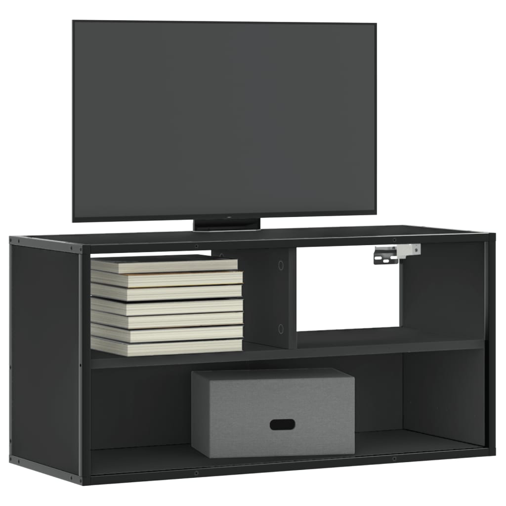 TV Cabinet, black, 80x31x39.5cm, wood/metal