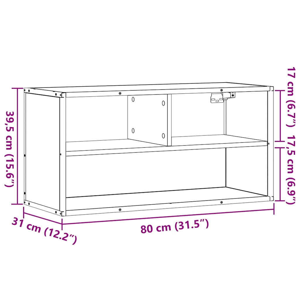 TV cabinet, oak, 80x31x39.5cm, wood/metal