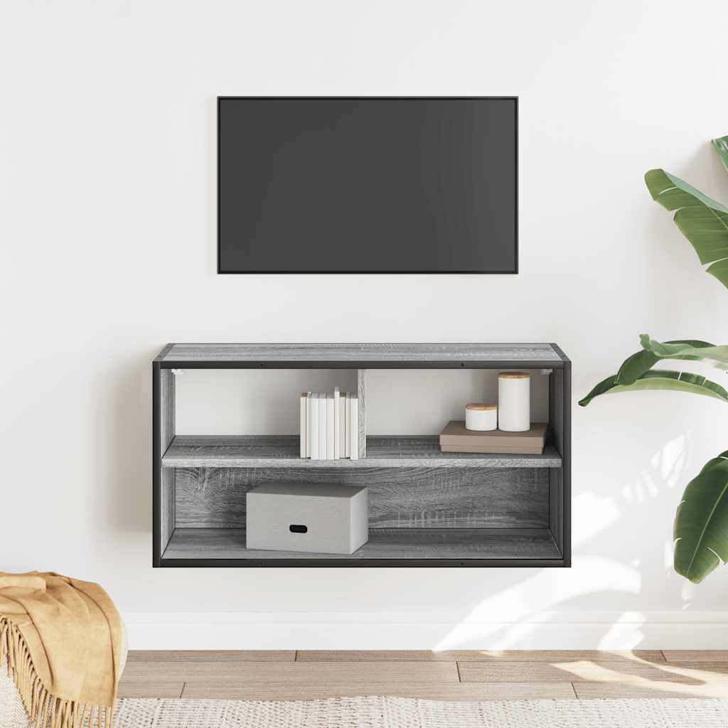 TV cabinet, gray, 80x31x39.5cm, wood and metal