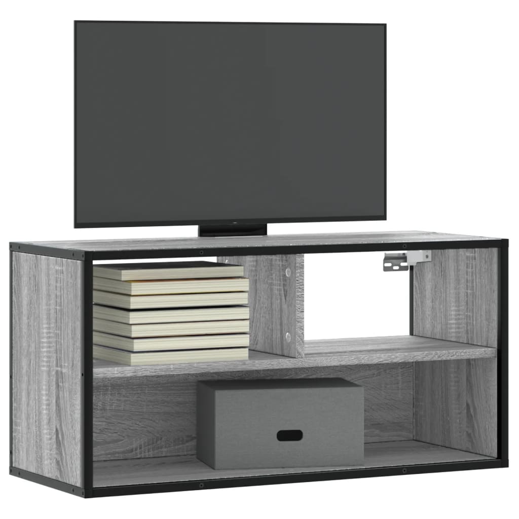 TV cabinet, gray, 80x31x39.5cm, wood and metal