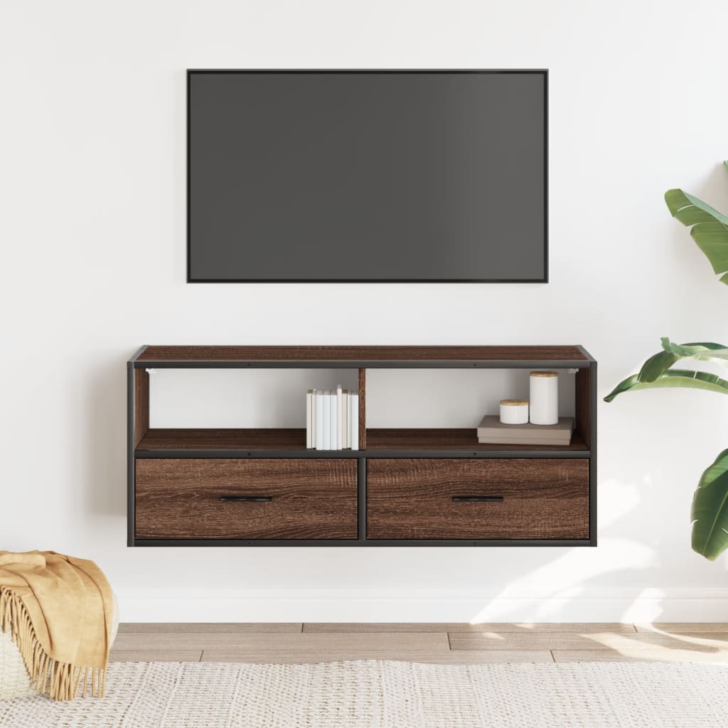 TV cabinet, brown, 100x31x39.5cm, wood/metal