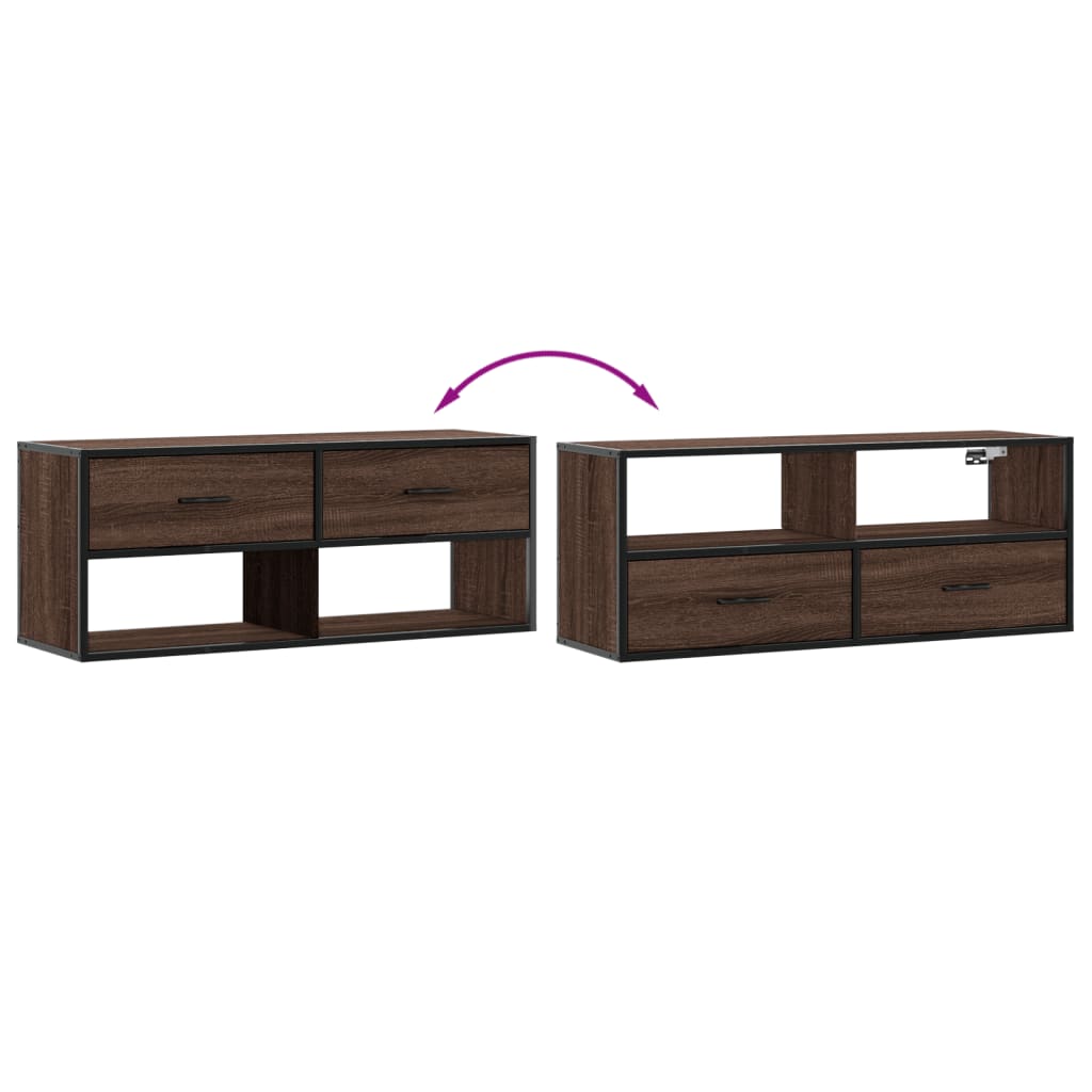 TV cabinet, brown, 100x31x39.5cm, wood/metal