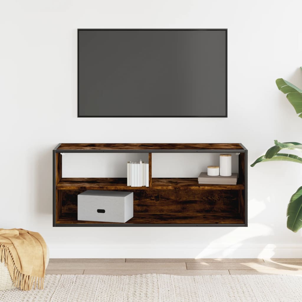 TV skapis, dūmu krāsas, 100x31x39,5cm, koks/metāls