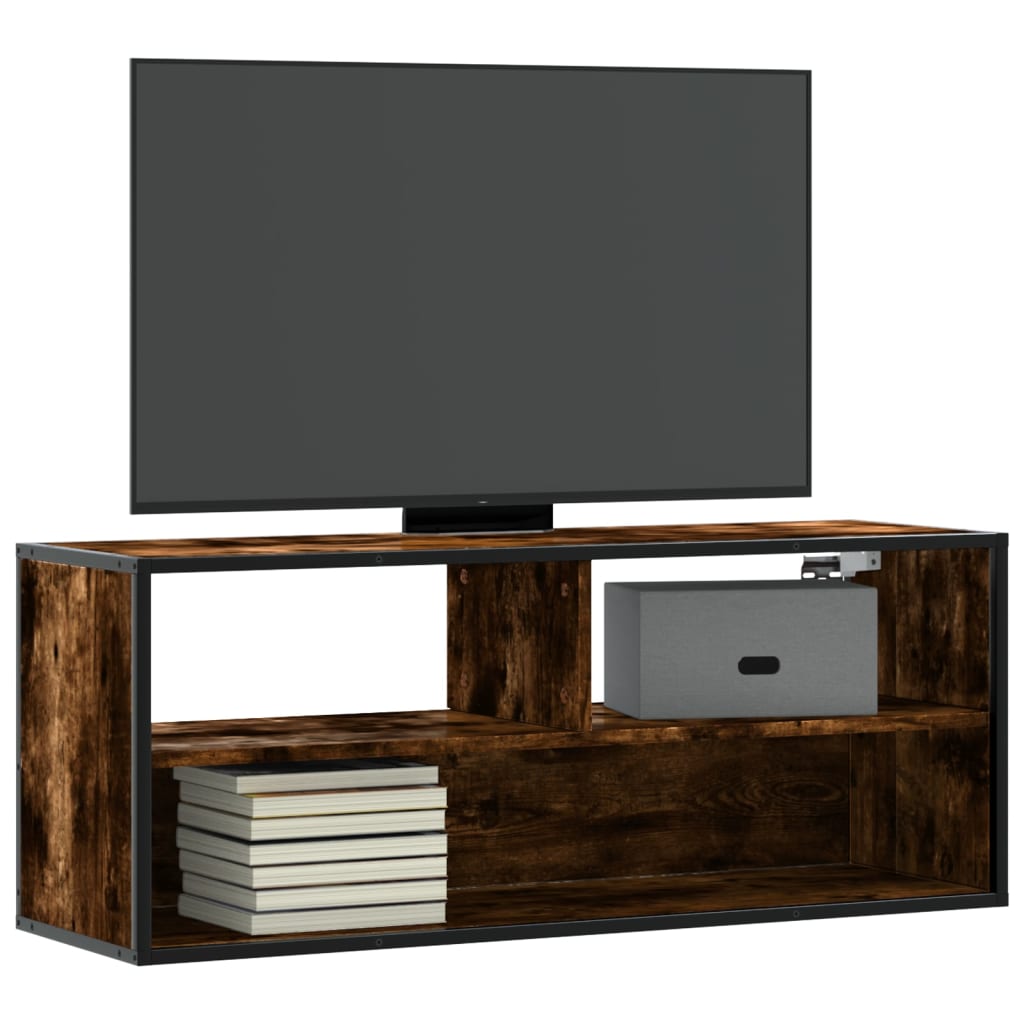 TV skapis, dūmu krāsas, 100x31x39,5cm, koks/metāls
