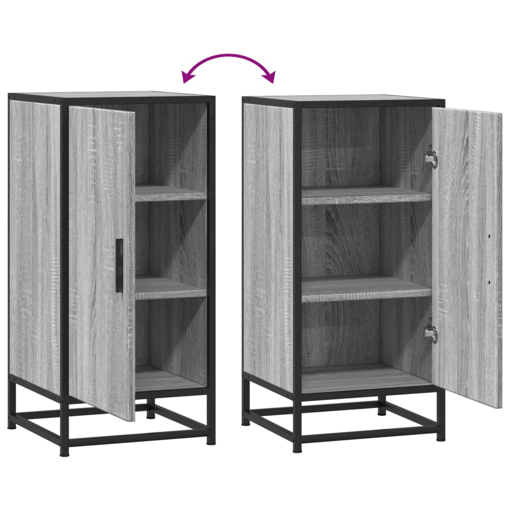 Side cabinet, grey oak, 35.5x35x76cm, wood/metal