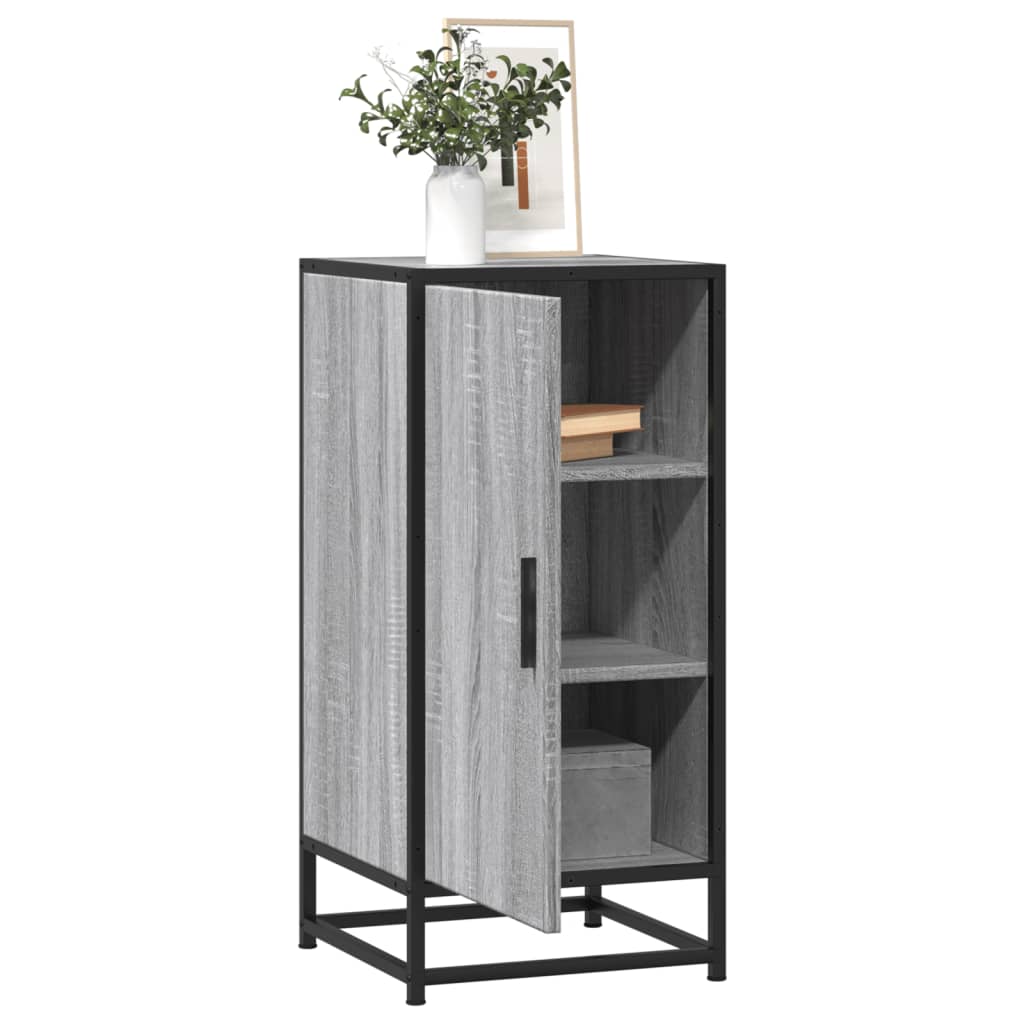 Side cabinet, grey oak, 35.5x35x76cm, wood/metal