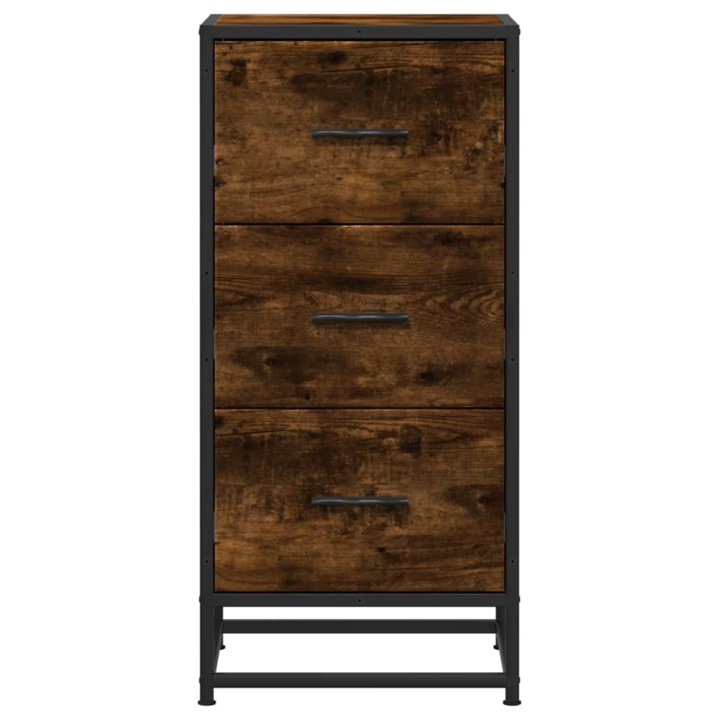 Side cabinet, smoked oak, 35.5x35x76cm, wood/metal