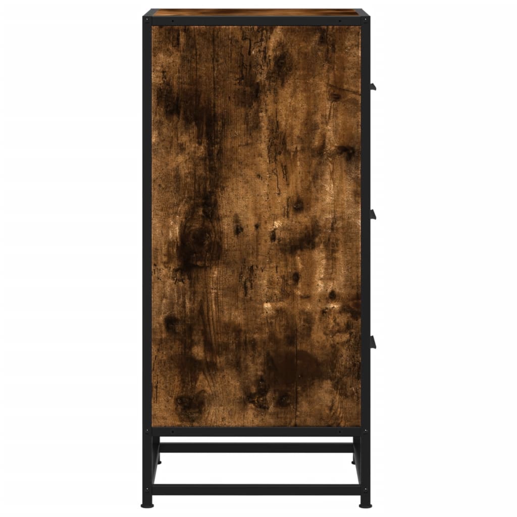 Side cabinet, smoked oak, 35.5x35x76cm, wood/metal