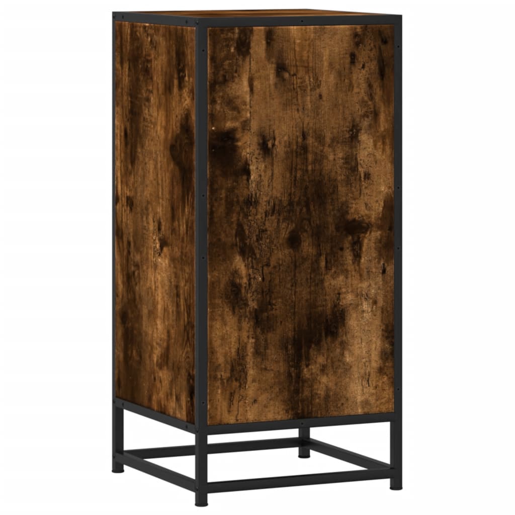 Side cabinet, smoked oak, 35.5x35x76cm, wood/metal