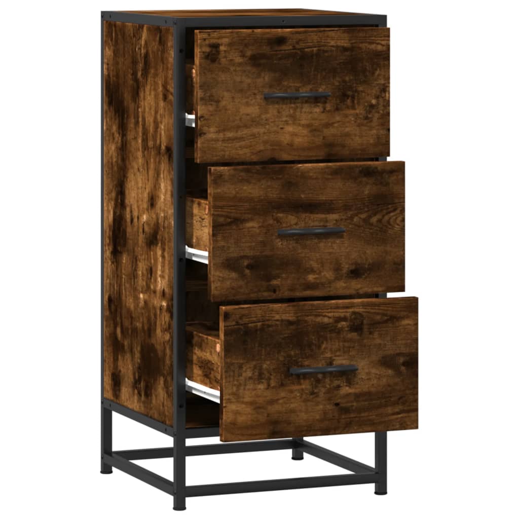 Side cabinet, smoked oak, 35.5x35x76cm, wood/metal
