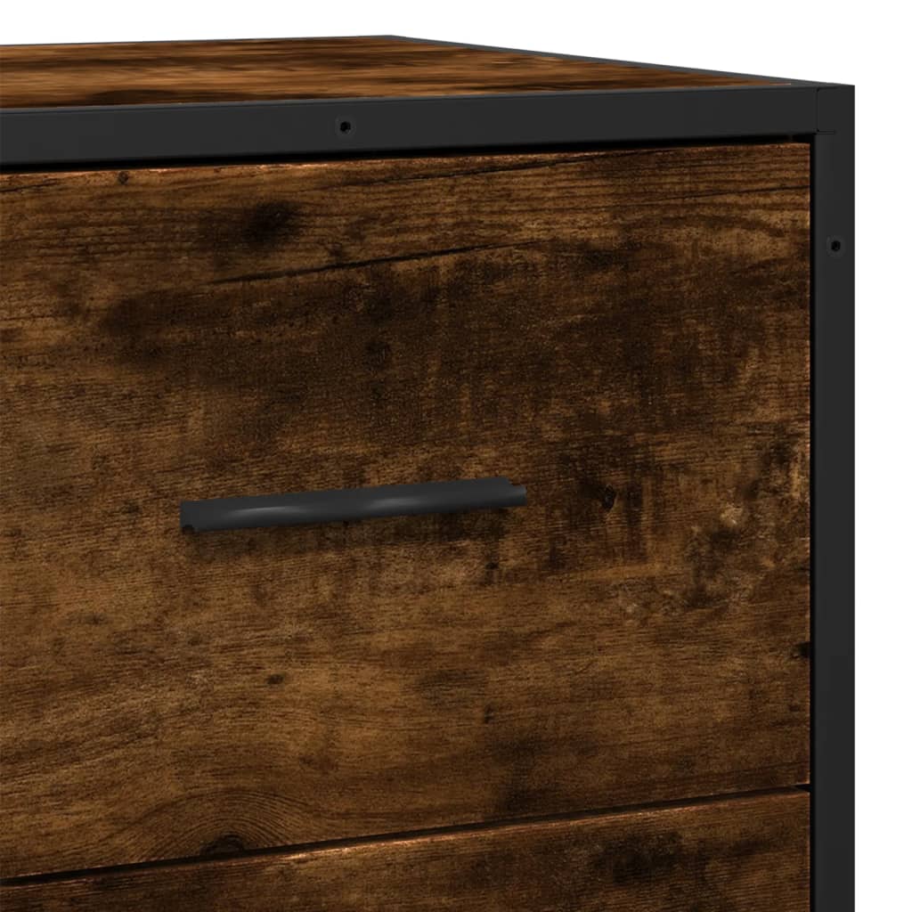 Side cabinet, smoked oak, 35.5x35x76cm, wood/metal