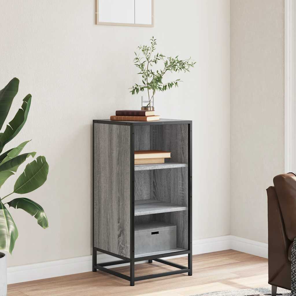 Side cabinet, grey oak, 35.5x35x76cm, wood/metal