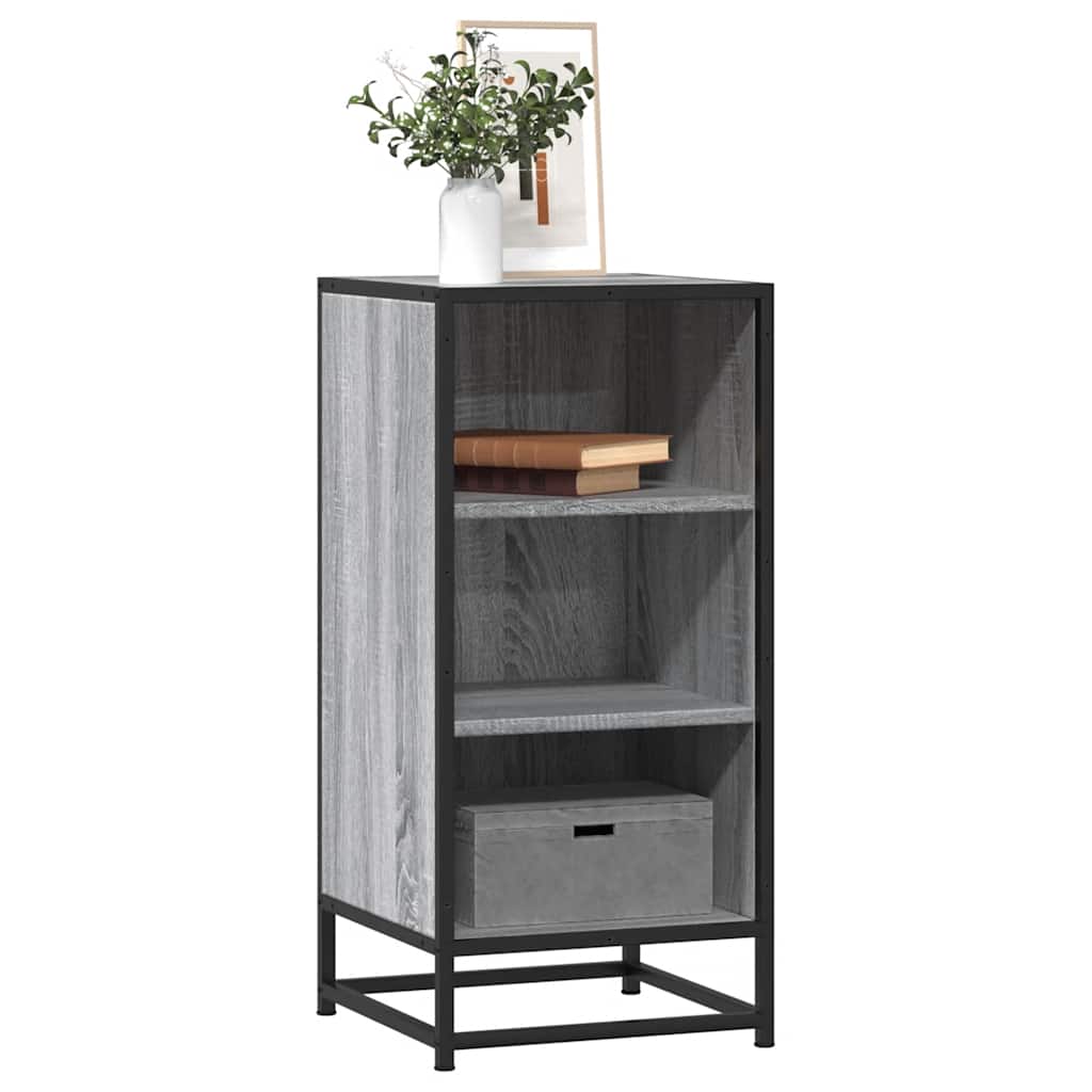 Side cabinet, grey oak, 35.5x35x76cm, wood/metal