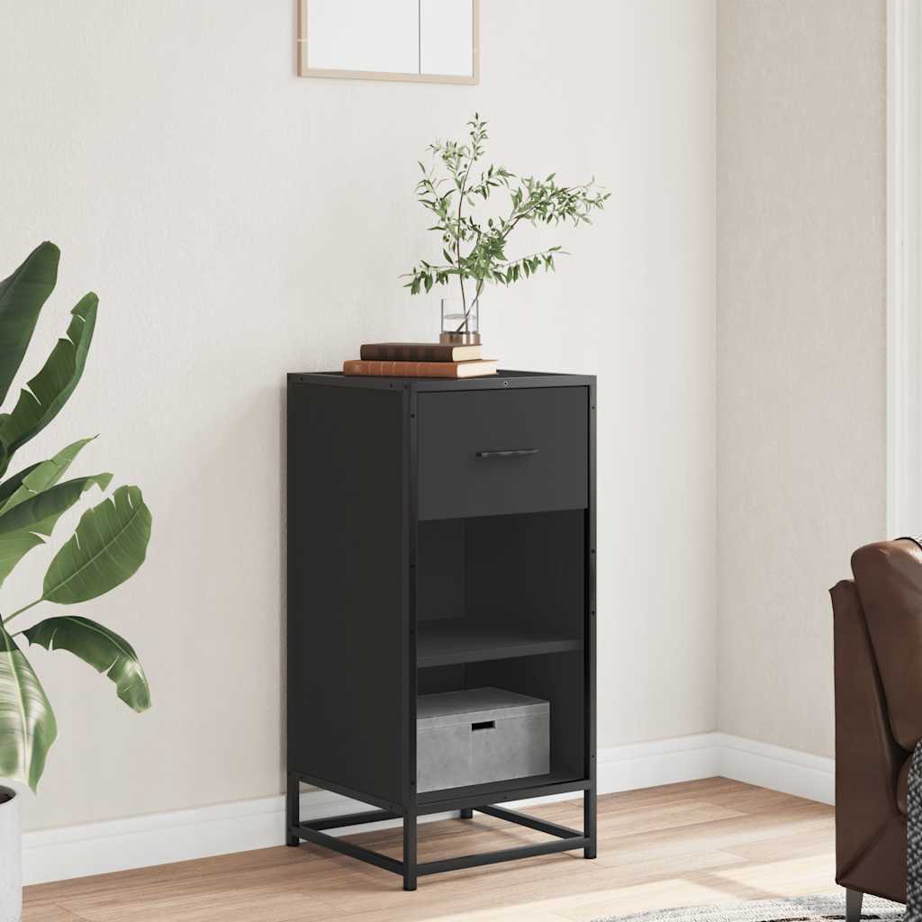 Side cabinet, black, 35.5x35x76cm, engineered wood/metal