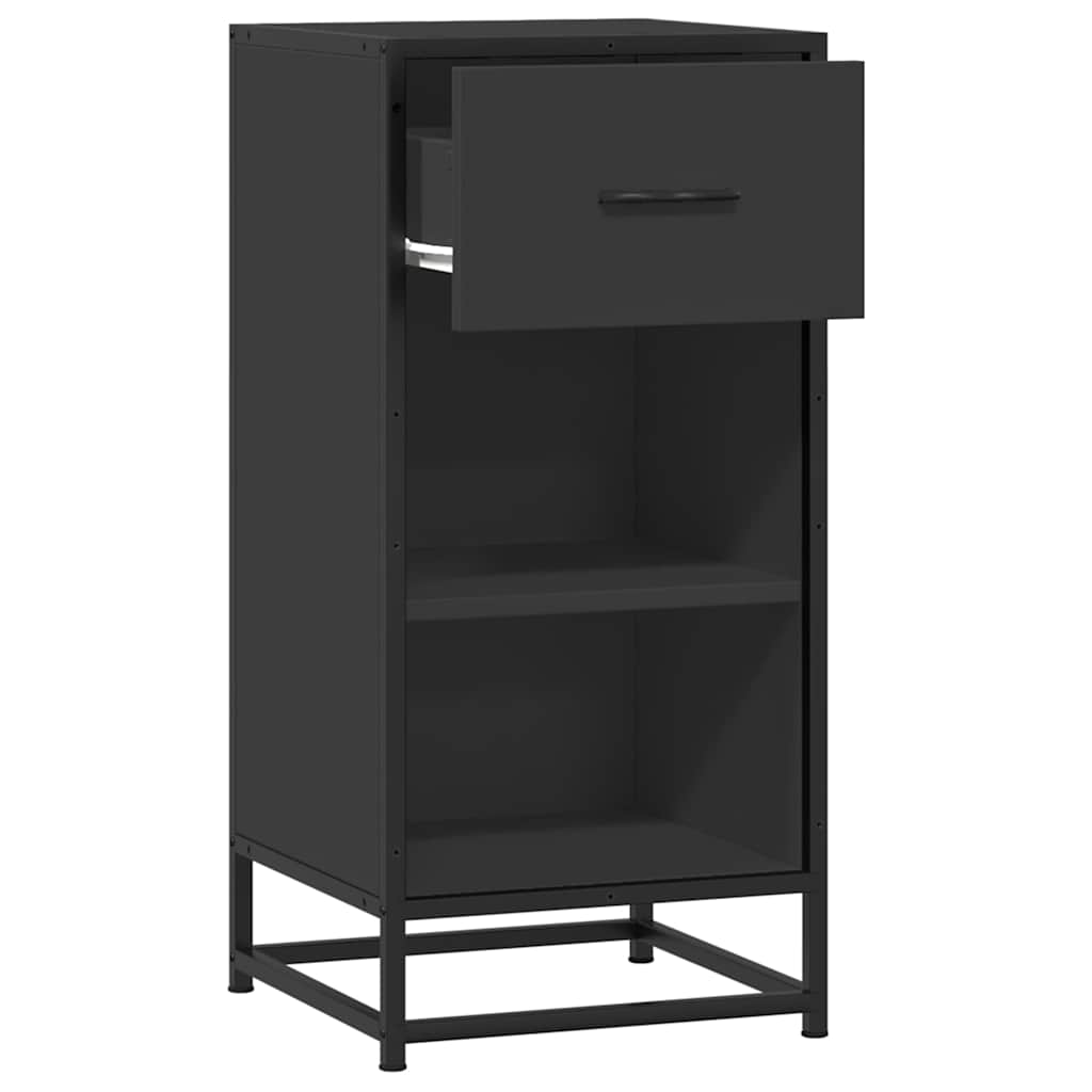 Side cabinet, black, 35.5x35x76cm, engineered wood/metal