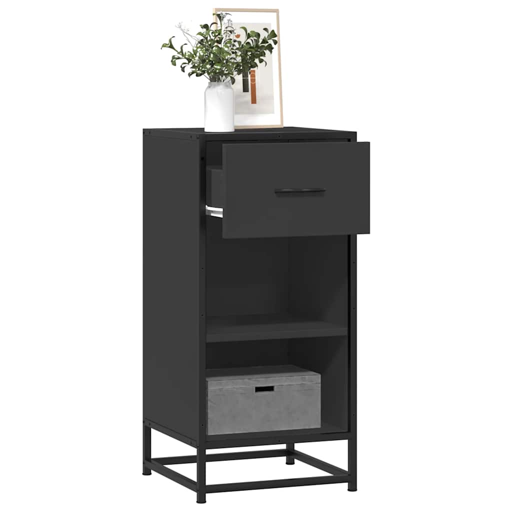 Side cabinet, black, 35.5x35x76cm, engineered wood/metal