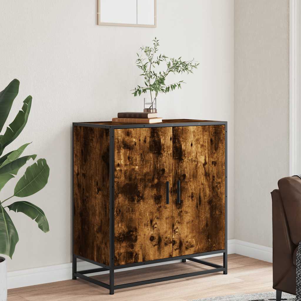 Side cabinet, smoky oak, 68x35x76cm, wood/metal
