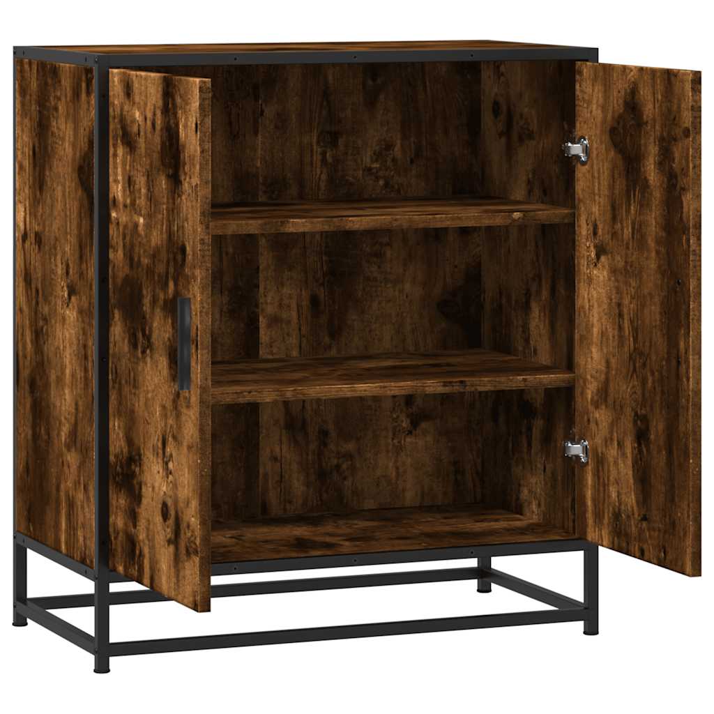 Side cabinet, smoky oak, 68x35x76cm, wood/metal
