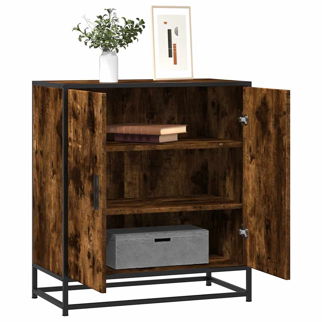 Side cabinet, smoky oak, 68x35x76cm, wood/metal