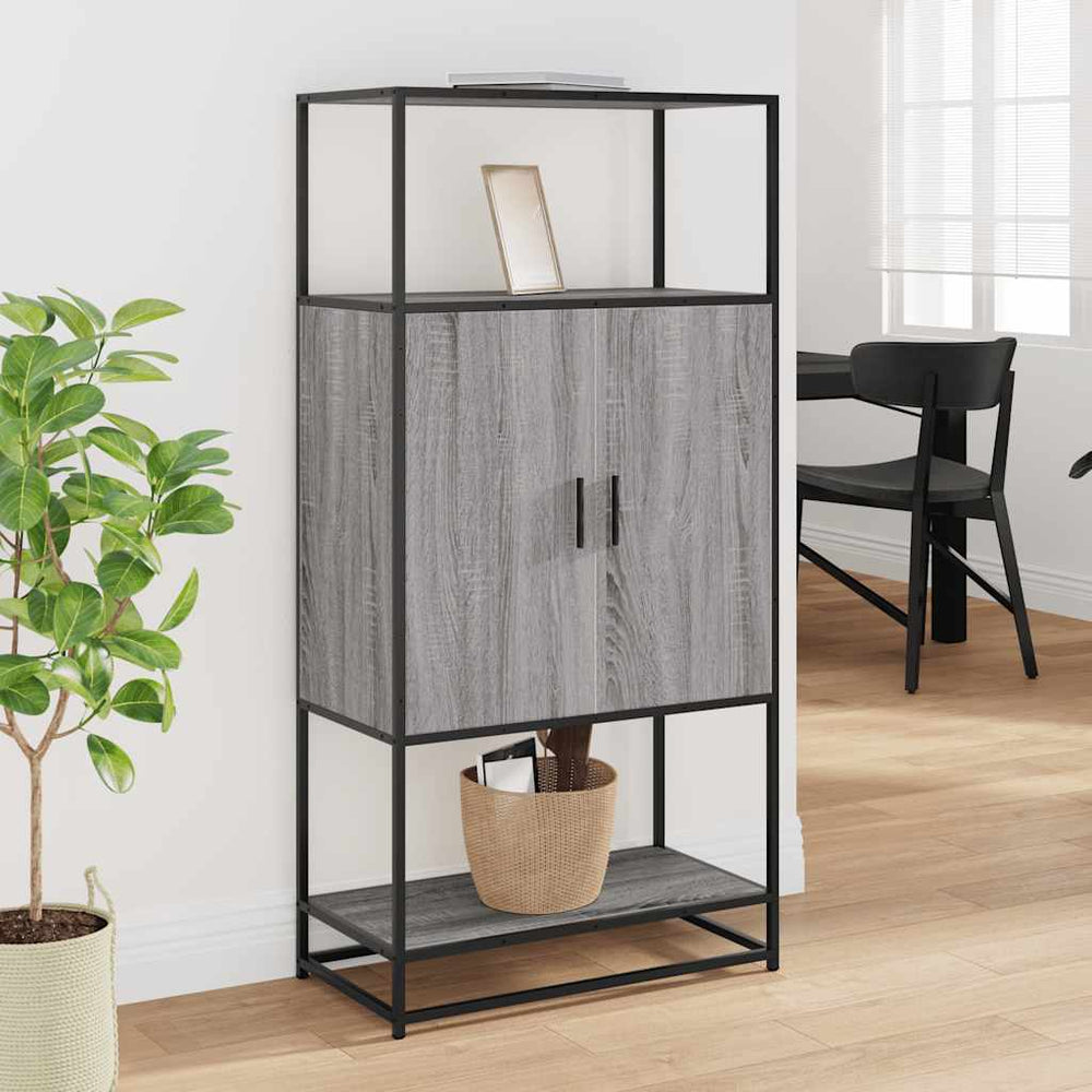 Highboard Pilka Sonoma 68x35x139 cm Mediena ir metalas