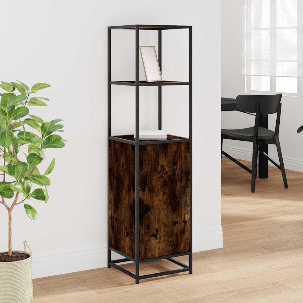 Highboard Rūkytas ąžuolas 35,5x35x139 cm Mediena ir metalas