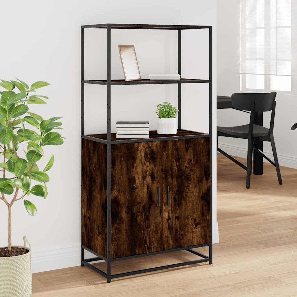 Highboard rūkytas ąžuolas 68x35x139 cm Mediena ir metalas