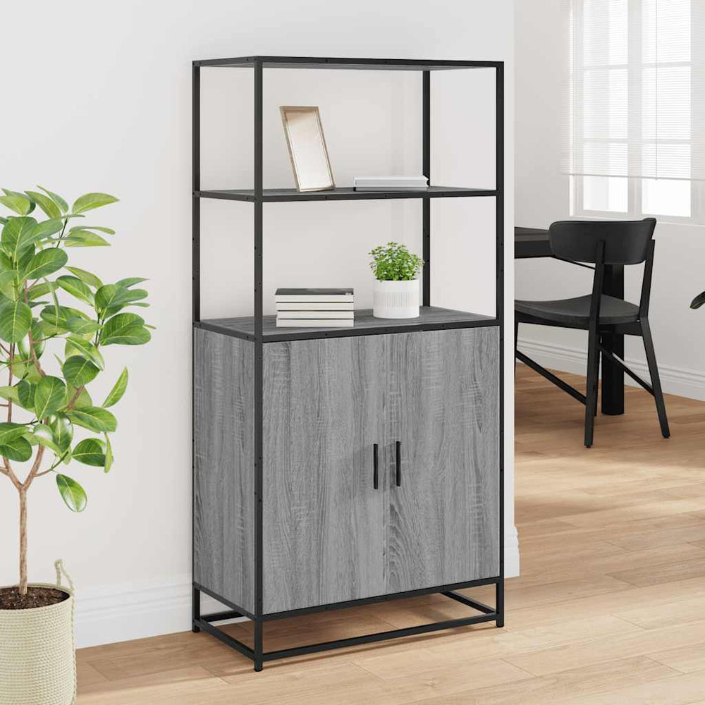 Highboard Pilka Sonoma 68x35x139 cm Mediena ir metalas