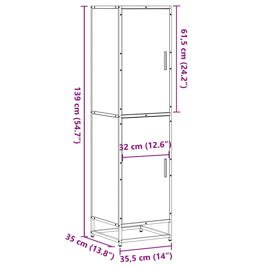 Highboard Gray Sonoma inžinerinis medis ir metalas
