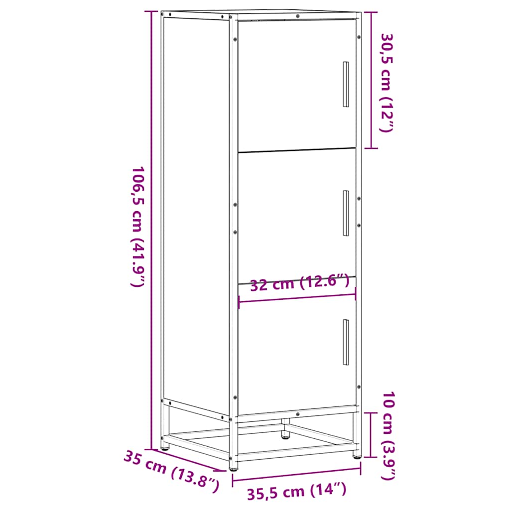 Highboard Black 35,5x35x106,5 cm Mediena ir metalas