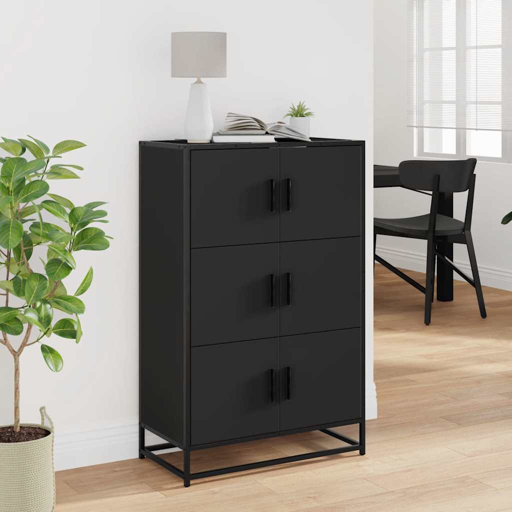 Highboard Black 68x35x106,5 cm Mediena ir metalas