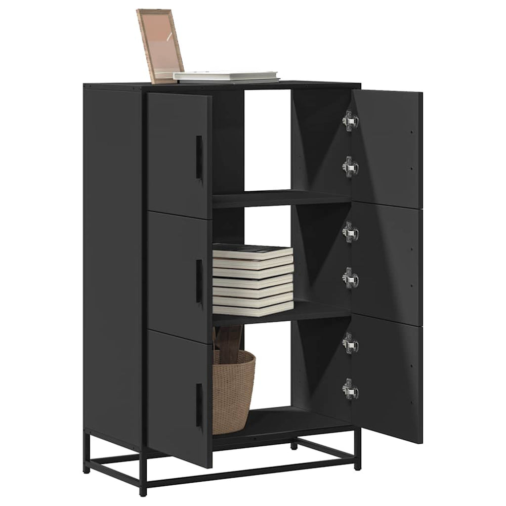 Highboard Black 68x35x106,5 cm Mediena ir metalas