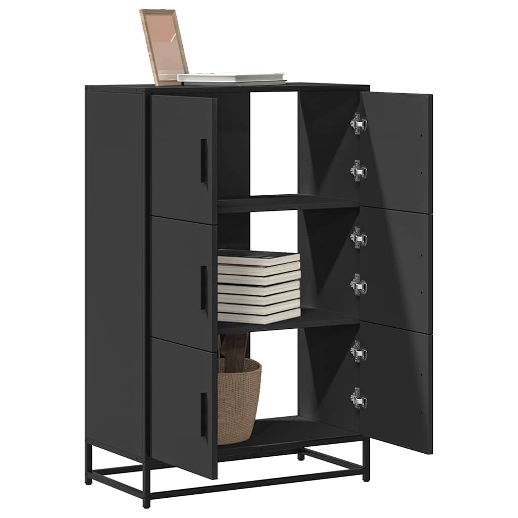 Highboard Black 68x35x106,5 cm Mediena ir metalas