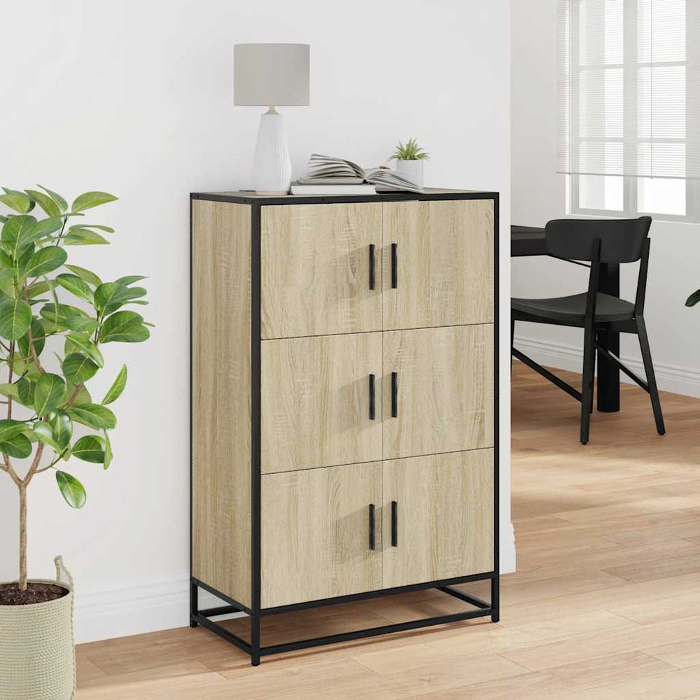 Highboard Sonoma oak engineered wood and metal