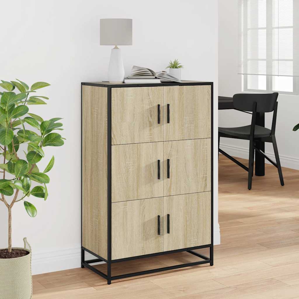 Highboard Sonoma oak engineered wood and metal