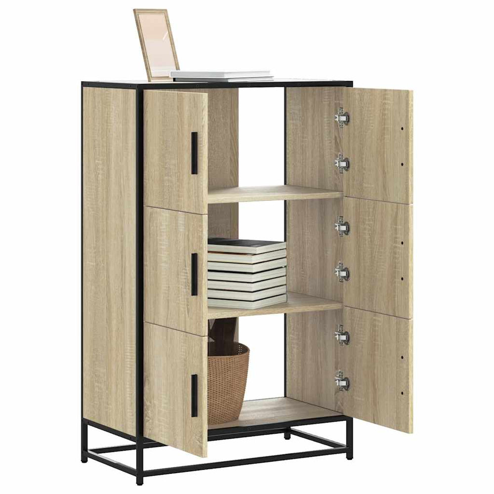 Highboard Sonoma oak engineered wood and metal
