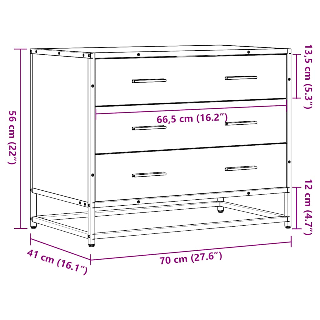 Stalčių spintelė Pilka Sonoma 70x41x56 cm Engineered Wood
