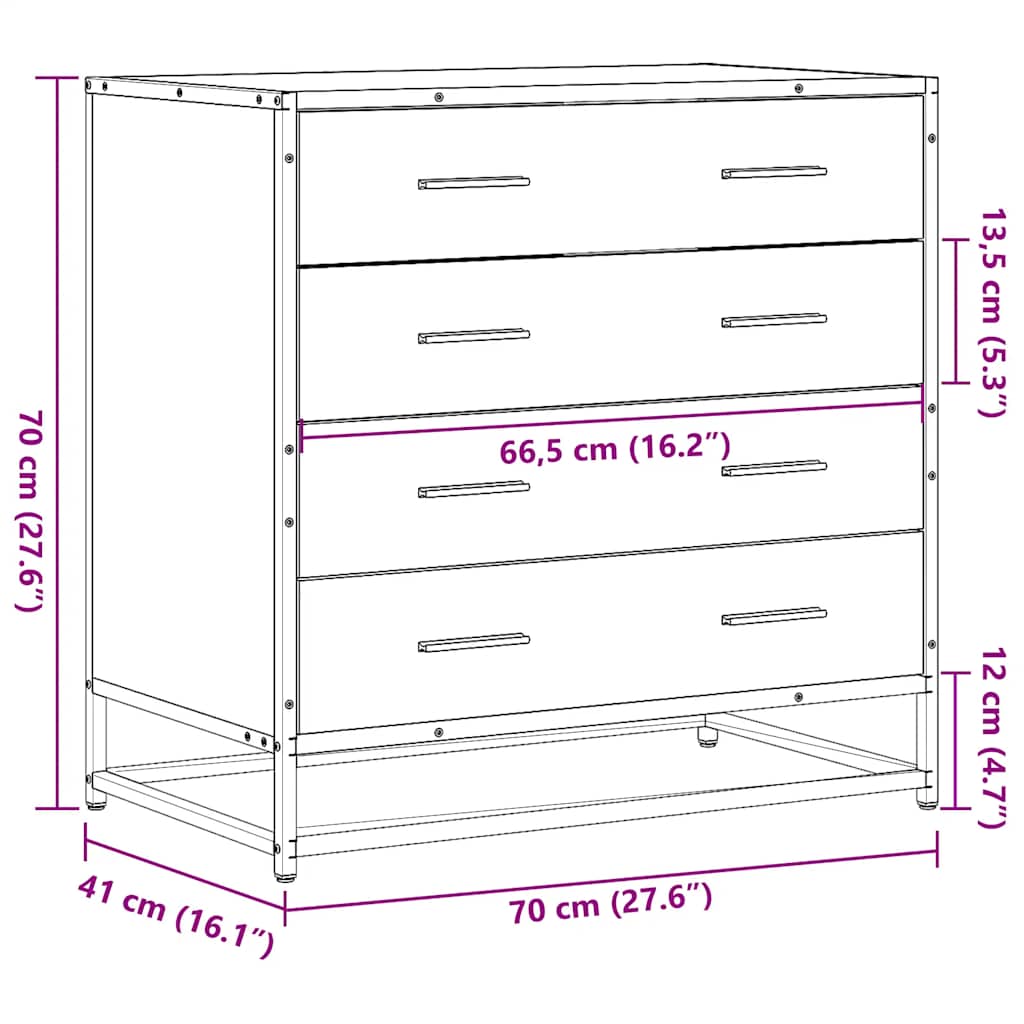 Stalčių spintelė Pilka Sonoma 70x41x70 cm Engineered Wood