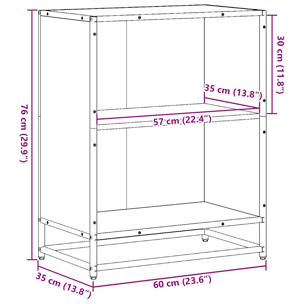 Black Book Cabinet 60x35x76 cm Engineered Wood