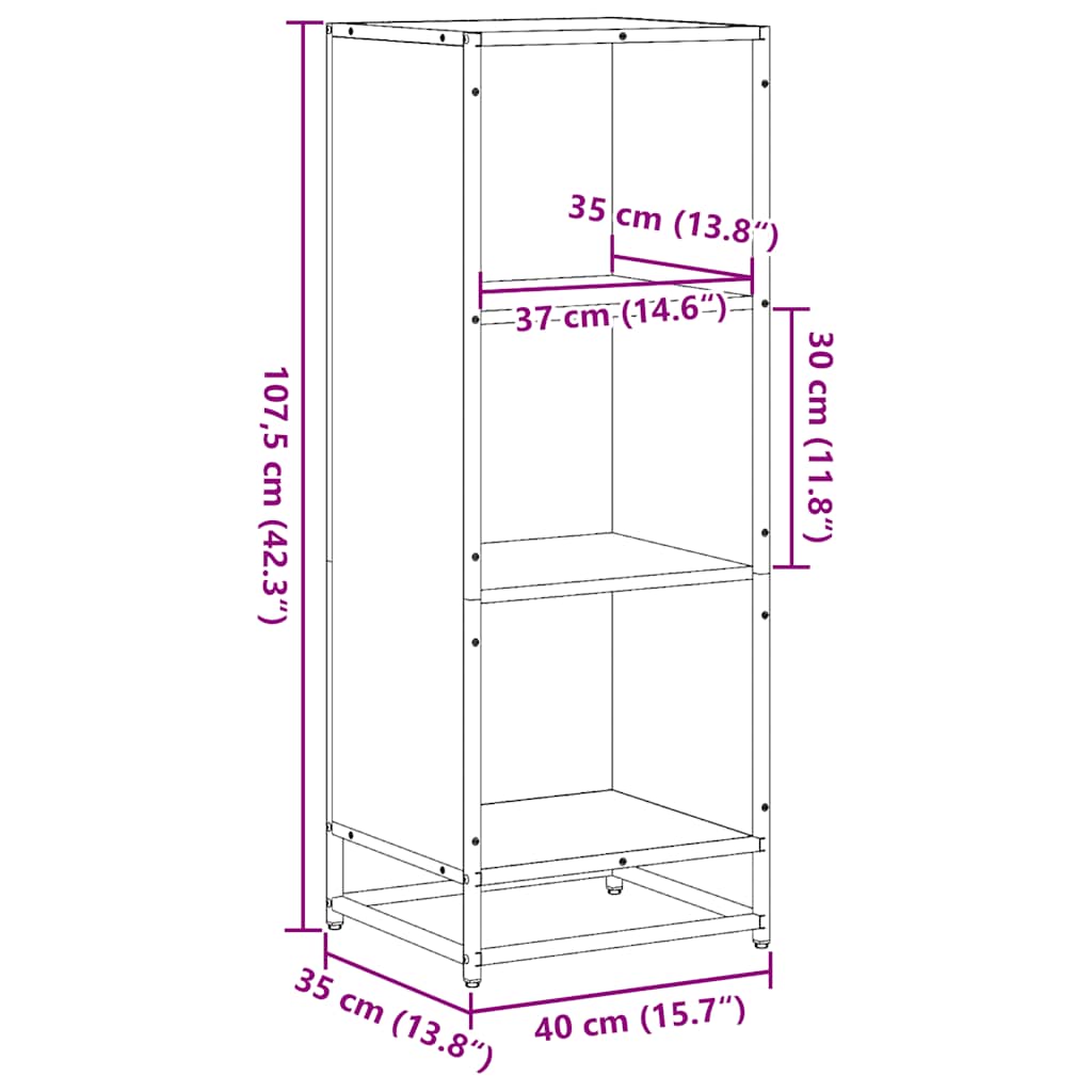 grāmatu skapis melns 40x35x107,5 cm inženierijas koksne
