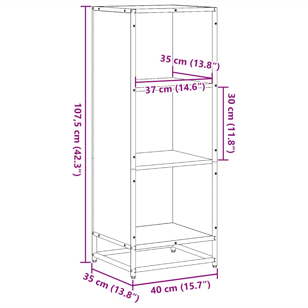 Grāmatu plaukts pelēks Sonoma 40x35x107,5 cm inženierijas koks