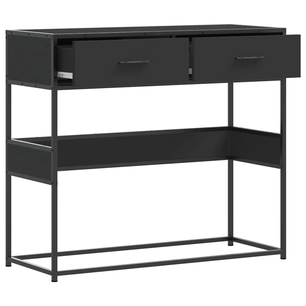 konsolinis stalas juodas 90x35x80 cm inžinierinis medis