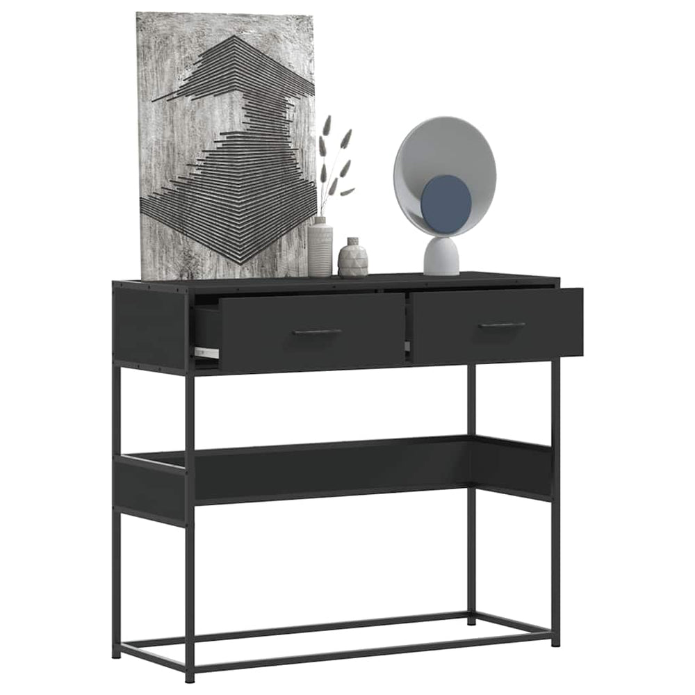 konsolinis stalas juodas 90x35x80 cm inžinierinis medis