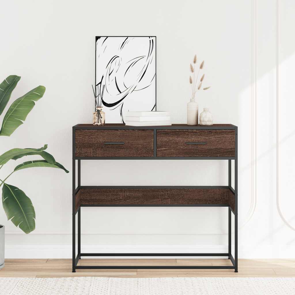 Konsolinis staliukas, rudas ąžuolo, 90x35x80cm, mediena