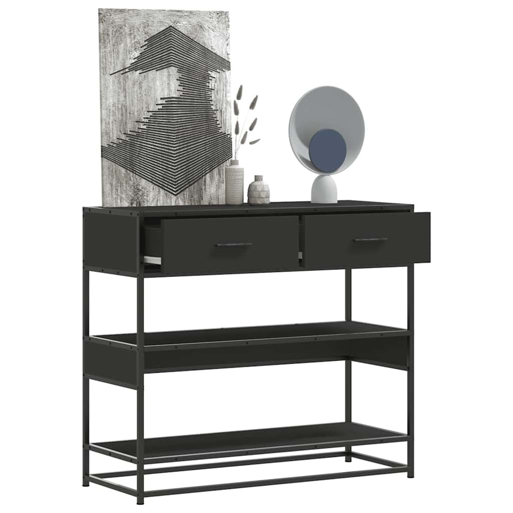 konsolinis stalas juodas 90x35x80 cm inžinierinis medis