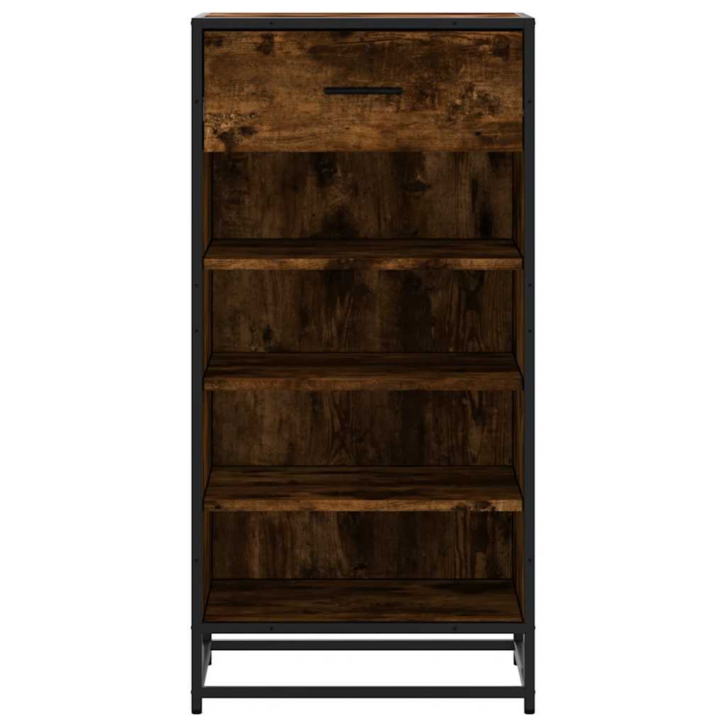 shoe rack smoked oak 48x38x97.5 cm engineered wood