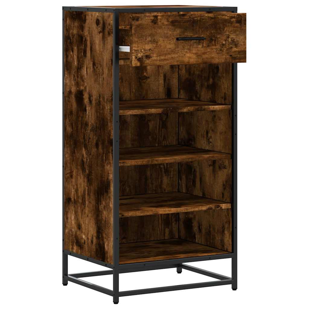 shoe rack smoked oak 48x38x97.5 cm engineered wood